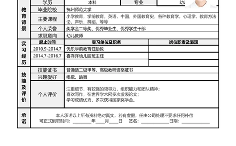 标准表格单页04_简历模板_表格模板1-18_