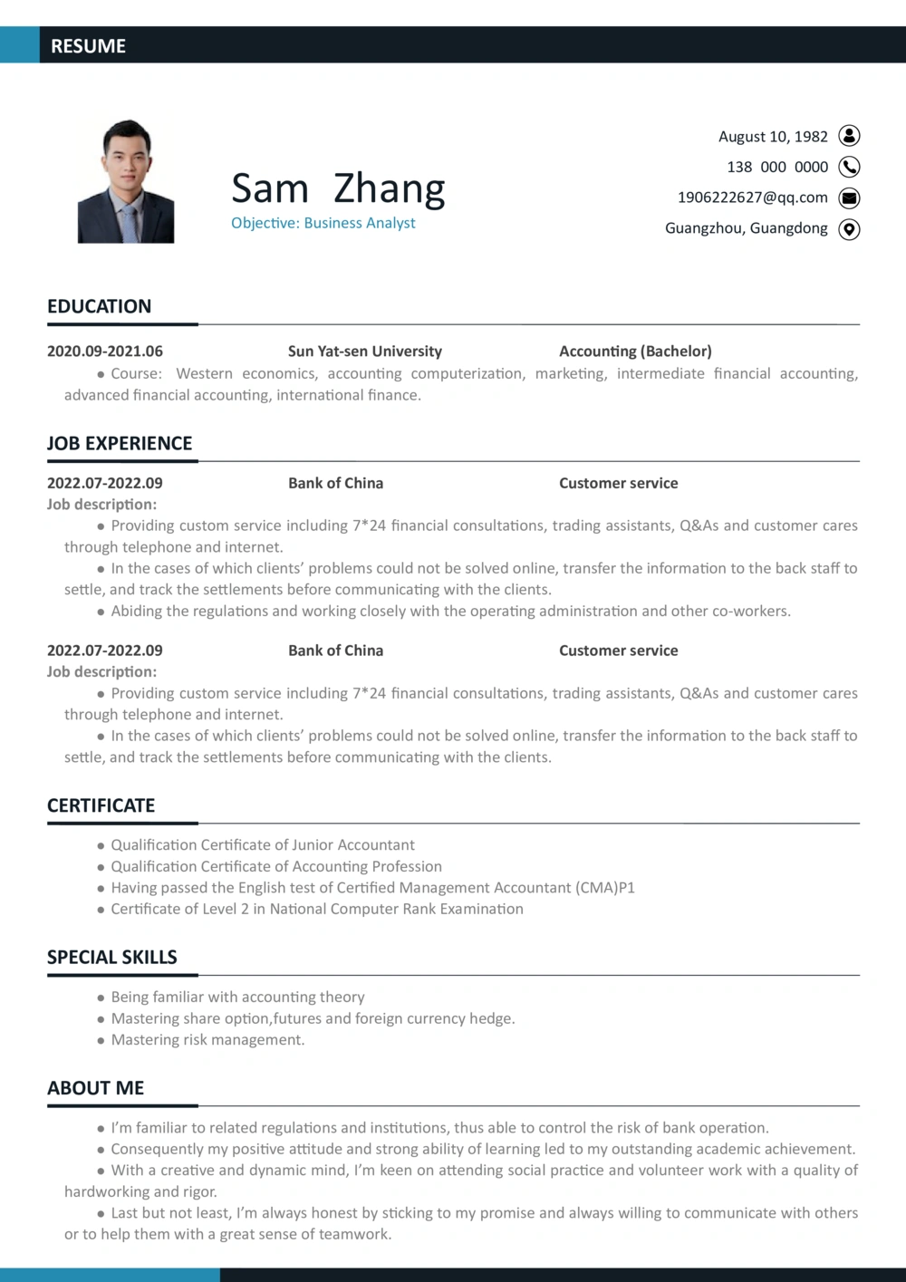 3中英文对照简历(85)_简历模板_英文简历模版86套2025版_