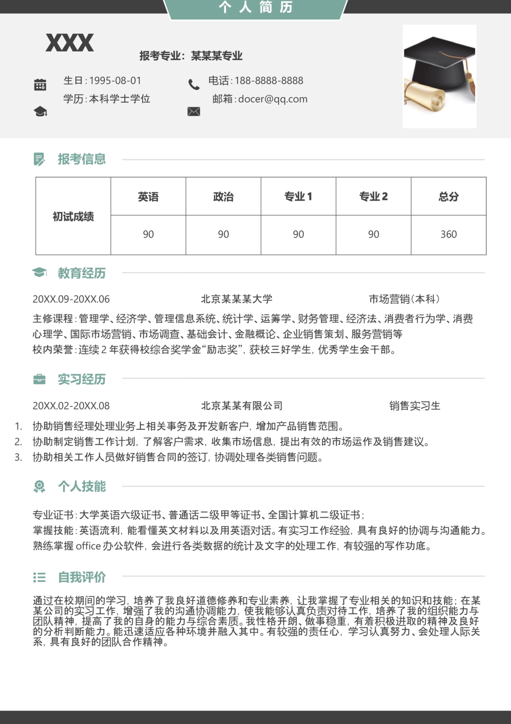K11_简历模板_推荐考研复试简历模版K0-K25_