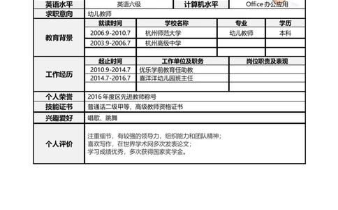 标准表格单页02_简历模板_表格模板1-18_