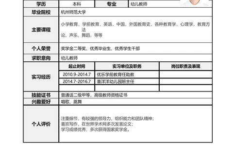 标准表格单页01_简历模板_表格模板1-18_