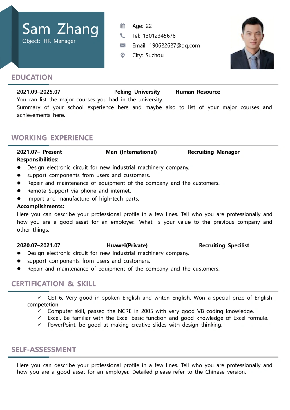 3中英文对照简历(80)_简历模板_英文简历模版86套2025版_