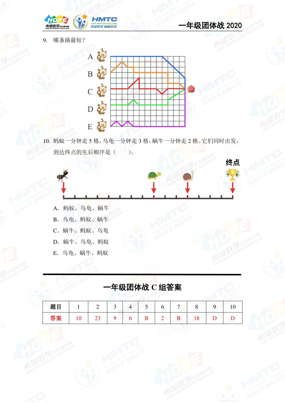 2020希望数学团体战一年级_小学奥数希望杯华杯赛数学竞赛历年真题试题试卷答案解析电子版_3希望杯46套Word版真题