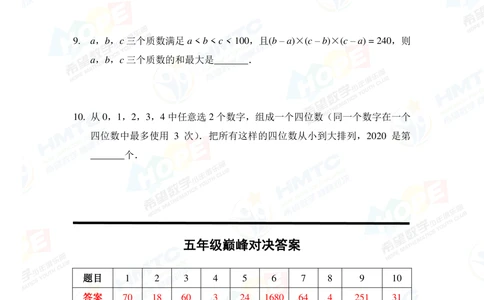 2020希望数学巅峰对决五年级_小学奥数希望杯华杯赛数学竞赛历年真题试题试卷答案解析电子版_3希望杯46套Word版真题