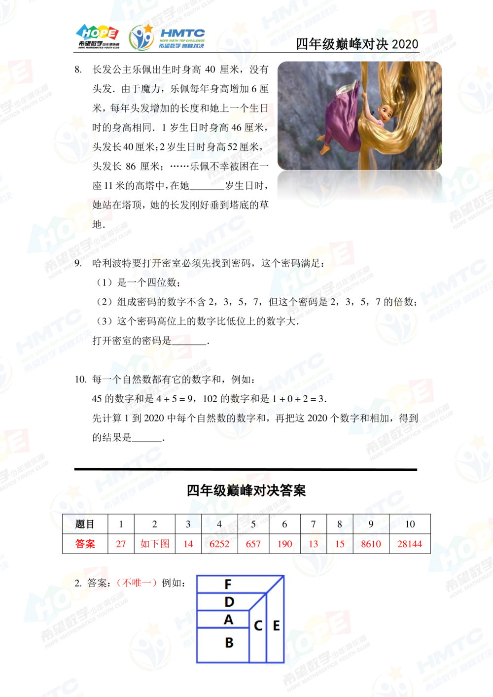 2020希望数学巅峰对决四年级_小学奥数希望杯华杯赛数学竞赛历年真题试题试卷答案解析电子版_3希望杯46套Word版真题