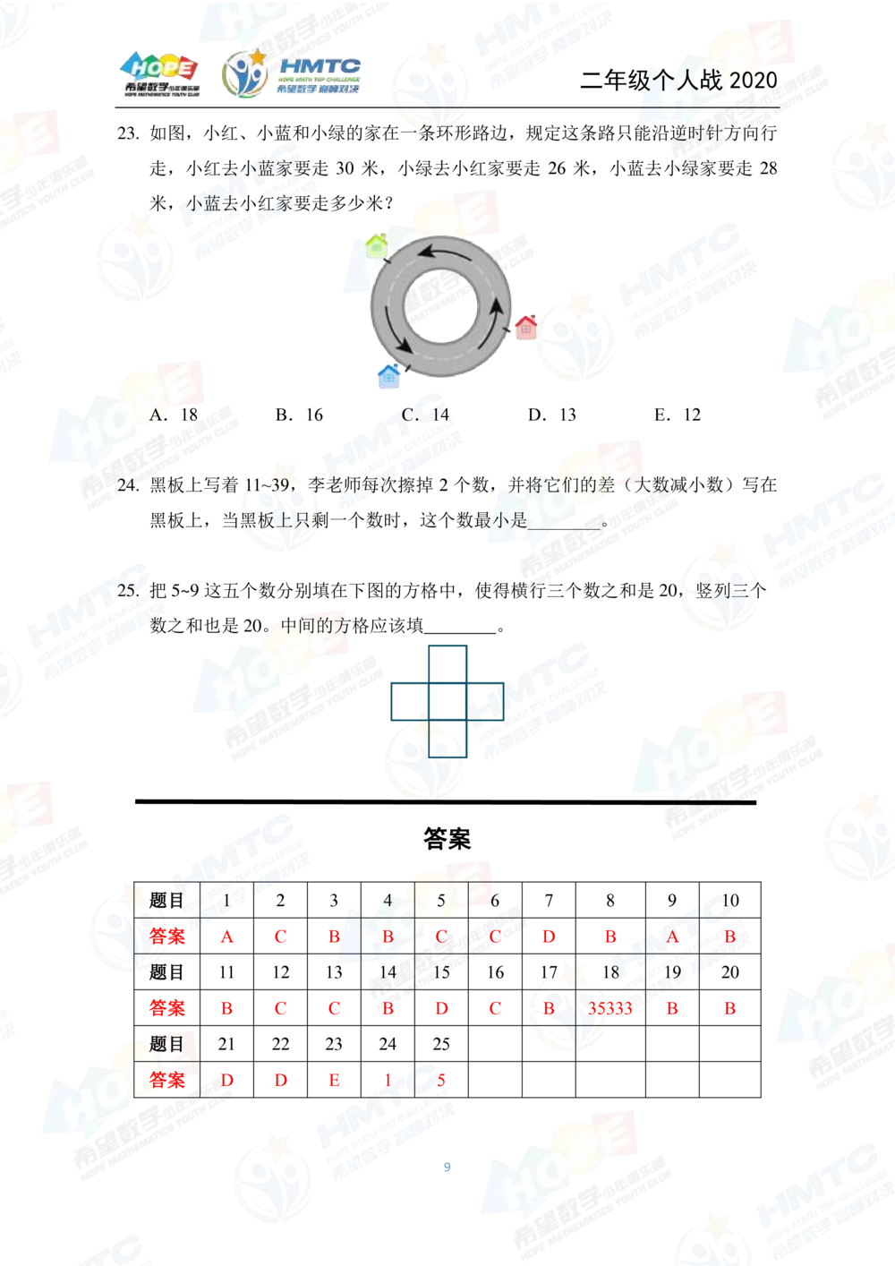 2020希望数学个人战二年级_小学奥数希望杯华杯赛数学竞赛历年真题试题试卷答案解析电子版_3希望杯46套Word版真题
