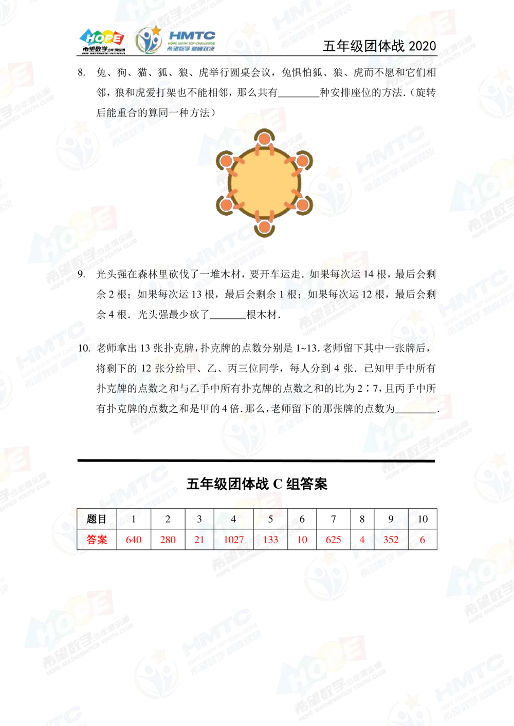 2020希望数学团体战五年级_小学奥数希望杯华杯赛数学竞赛历年真题试题试卷答案解析电子版_3希望杯46套Word版真题
