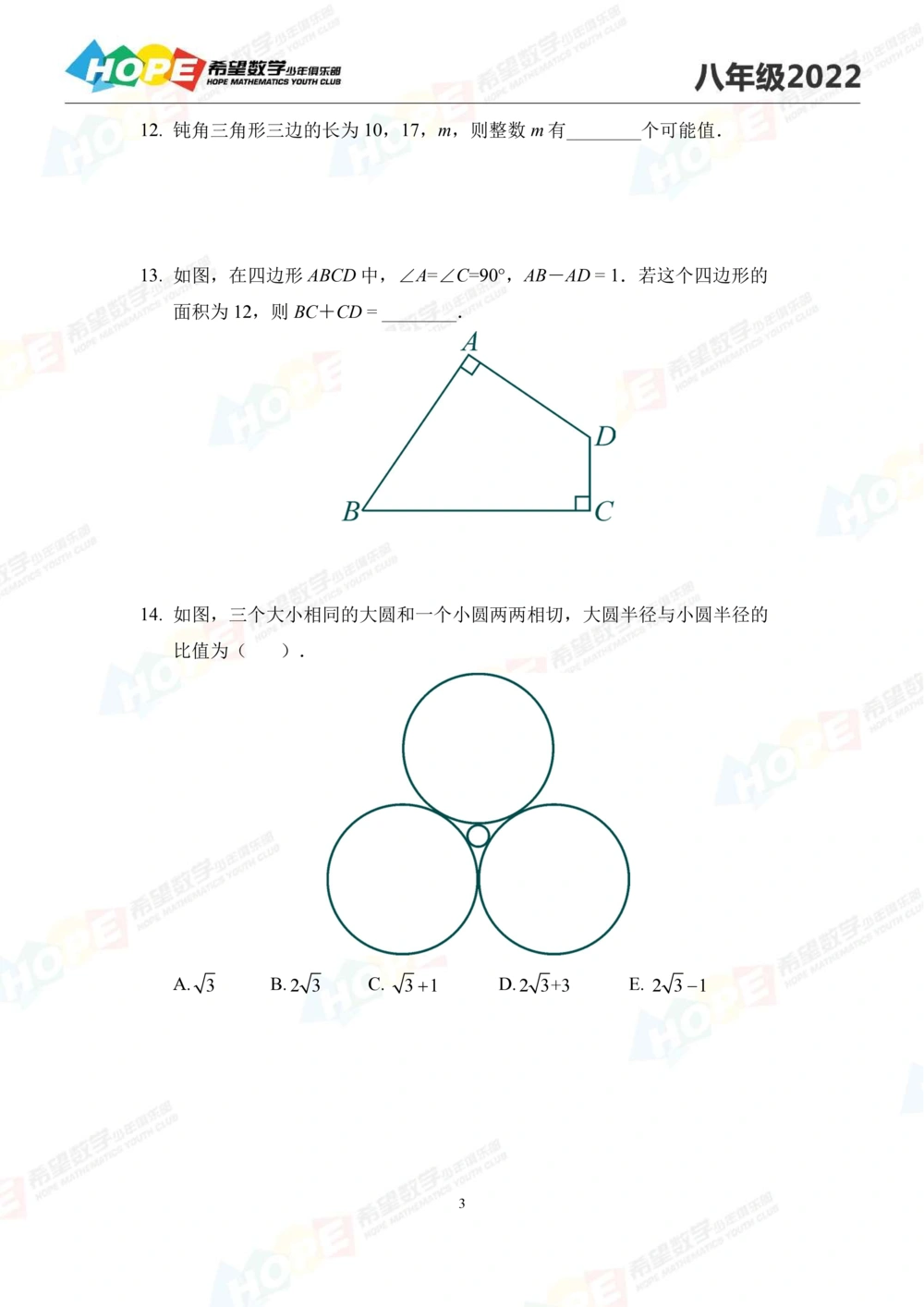 2022冬令营8年级_小学奥数希望杯华杯赛数学竞赛历年真题试题试卷答案解析电子版_3希望杯46套Word版真题_希望杯2022冬令营