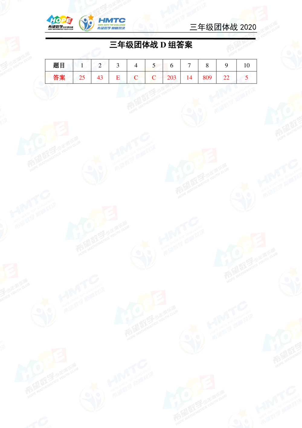 2020希望数学团体战三年级_小学奥数希望杯华杯赛数学竞赛历年真题试题试卷答案解析电子版_3希望杯46套Word版真题