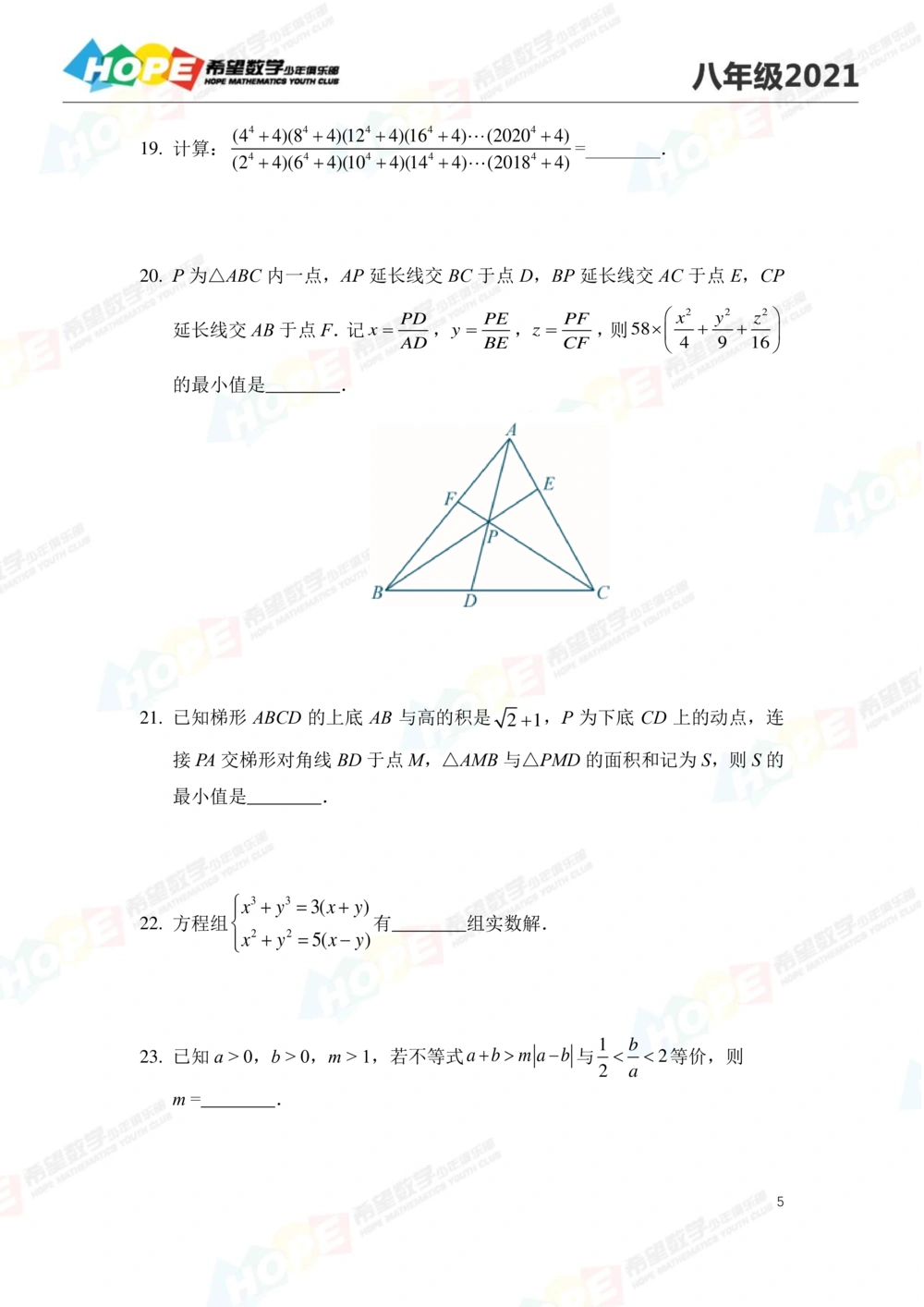 2021冬令营8年级_小学奥数希望杯华杯赛数学竞赛历年真题试题试卷答案解析电子版_3希望杯46套Word版真题