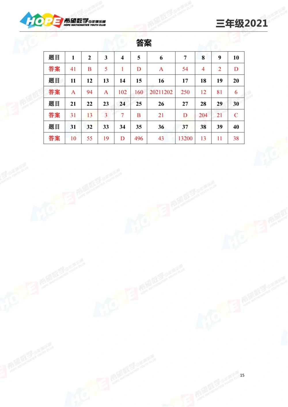 2021冬令营3年级_小学奥数希望杯华杯赛数学竞赛历年真题试题试卷答案解析电子版_3希望杯46套Word版真题