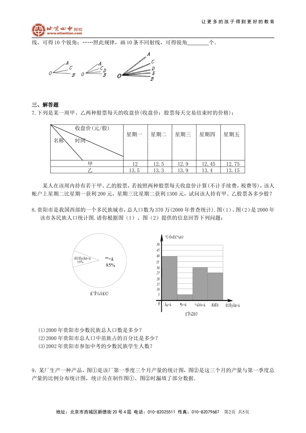 中考冲刺：图表信息型问题--巩固练习（基础）_中考全科复习资料_北京四中绝密资料02中考数学总复习_50中考冲刺：图表信息型问题（基础）