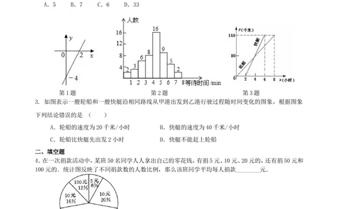 中考冲刺：图表信息型问题--巩固练习（基础）_中考全科复习资料_北京四中绝密资料02中考数学总复习_50中考冲刺：图表信息型问题（基础）