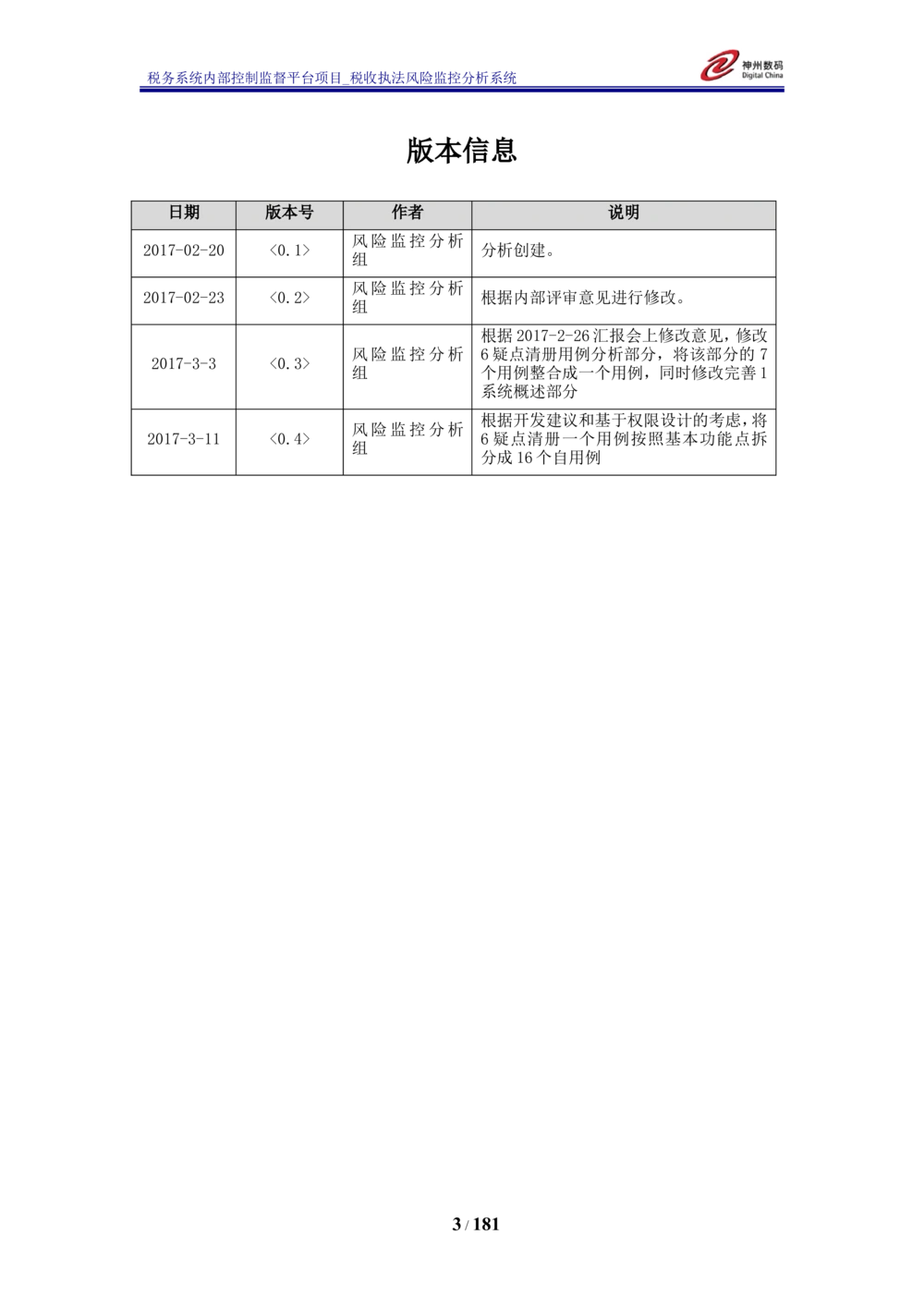 XX税务系统内部控制监督平台税收执法风险监控分析系统需求规格说明书_436套软件开发需求文档_VD516-软件开发需求文档_10各类系统软件开发需求_更新内容