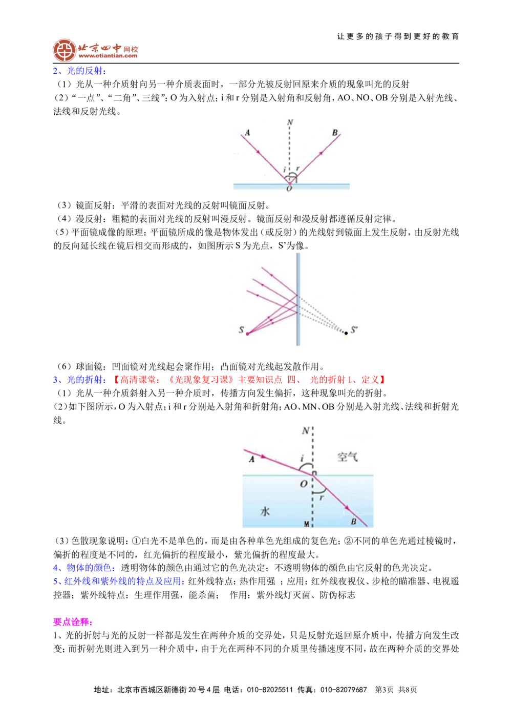 中考总复习：光现象（提高）知识讲解_中考全科复习资料_北京四中绝密资料04中考物理总复习_03总复习：光现象（提高）