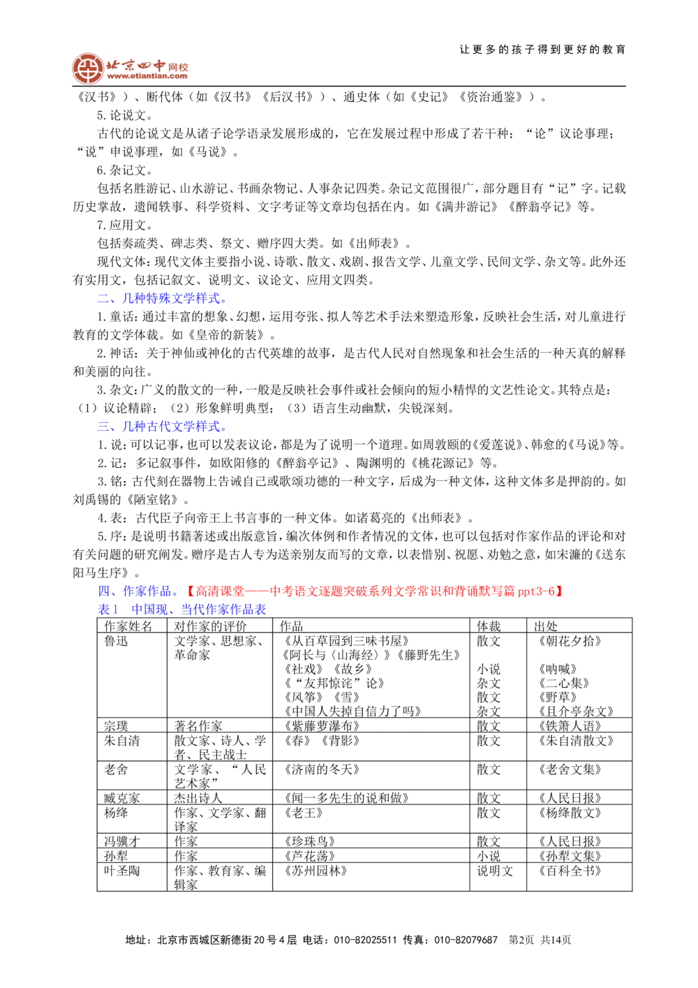 中考总复习&mdash;&mdash;文学常识与名著导读知识讲解_中考全科复习资料_北京四中绝密资料01中考语文总复习_07中考总复习&mdash;&mdash;文学常识与名著导读_中考总复习&mdash;&mdash;文学常识与名著导读