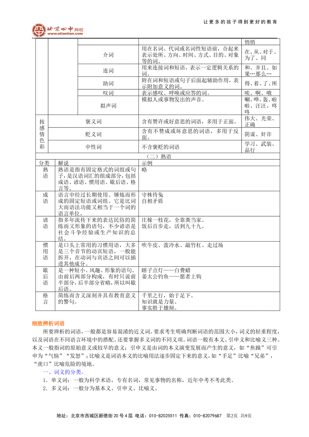 中考总复习&mdash;&mdash;词语的理解与运用知识讲解_中考全科复习资料_北京四中绝密资料01中考语文总复习_02中考总复习&mdash;&mdash;词语的理解与运用_中考总复习&mdash;&mdash;词语的理解与运用