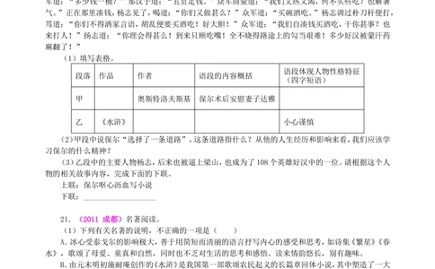 中考总复习&mdash;&mdash;文学常识与名著导读巩固练习_中考全科复习资料_北京四中绝密资料01中考语文总复习_07中考总复习&mdash;&mdash;文学常识与名著导读_中考总复习&mdash;&mdash;文学常识与名著导读