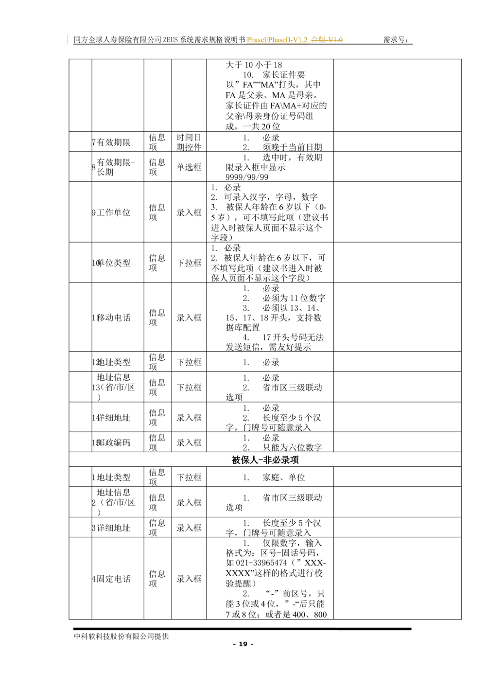 XX人寿ZEUS系统需求规格说明书合版-V1.2Revision_436套软件开发需求文档_VD516-软件开发需求文档_10各类系统软件开发需求_更新内容