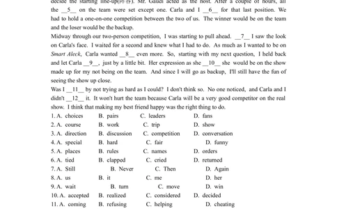 中考冲刺三：完形填空技巧（巩固练习）_中考全科复习资料_北京四中绝密资料03中考英语总复习_24中考冲刺三：完形填空技巧