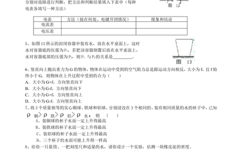 中考冲刺：开放性试题（基础）巩固练习_中考全科复习资料_北京四中绝密资料04中考物理总复习_52中考冲刺：开放性试题（基础）