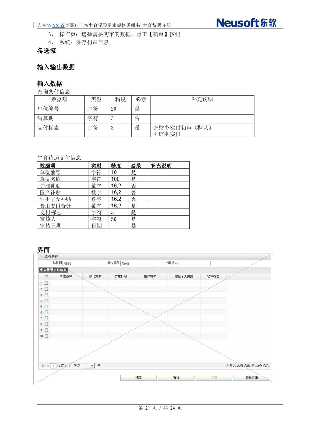 XX直医疗工伤生育保险需求规格说明书_生育待遇分册_436套软件开发需求文档_VD516-软件开发需求文档_10各类系统软件开发需求