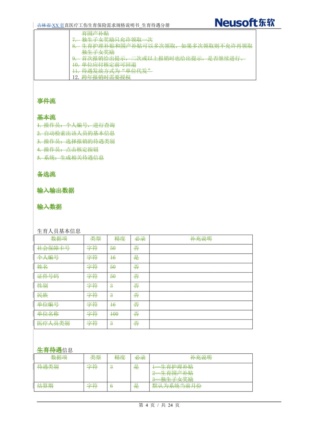 XX直医疗工伤生育保险需求规格说明书_生育待遇分册_436套软件开发需求文档_VD516-软件开发需求文档_10各类系统软件开发需求