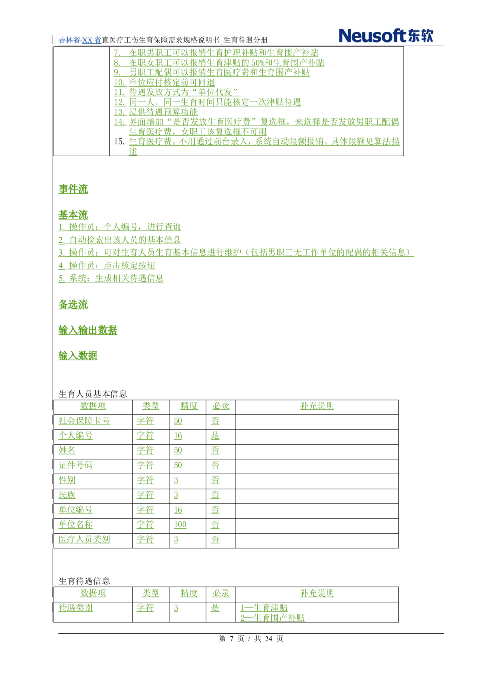 XX直医疗工伤生育保险需求规格说明书_生育待遇分册_436套软件开发需求文档_VD516-软件开发需求文档_10各类系统软件开发需求