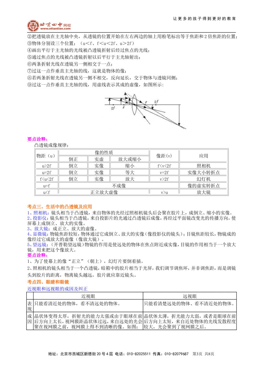 中考复习：透镜及其应用（提高）知识讲解_中考全科复习资料_北京四中绝密资料04中考物理总复习_05总复习：透镜及其应用（提高）