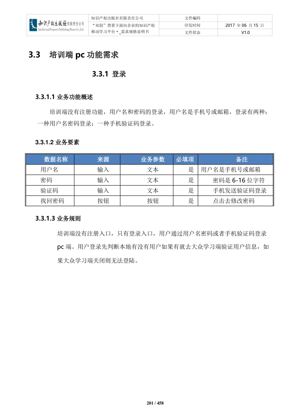 双创背景下面向企业的知识产权移动学习平台-培训端_需求规格说明书V2.8_436套软件开发需求文档_VD516-软件开发需求文档_10各类系统软件开发需求_更新内容