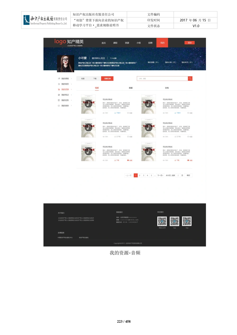 双创背景下面向企业的知识产权移动学习平台-培训端_需求规格说明书V2.8_436套软件开发需求文档_VD516-软件开发需求文档_10各类系统软件开发需求_更新内容