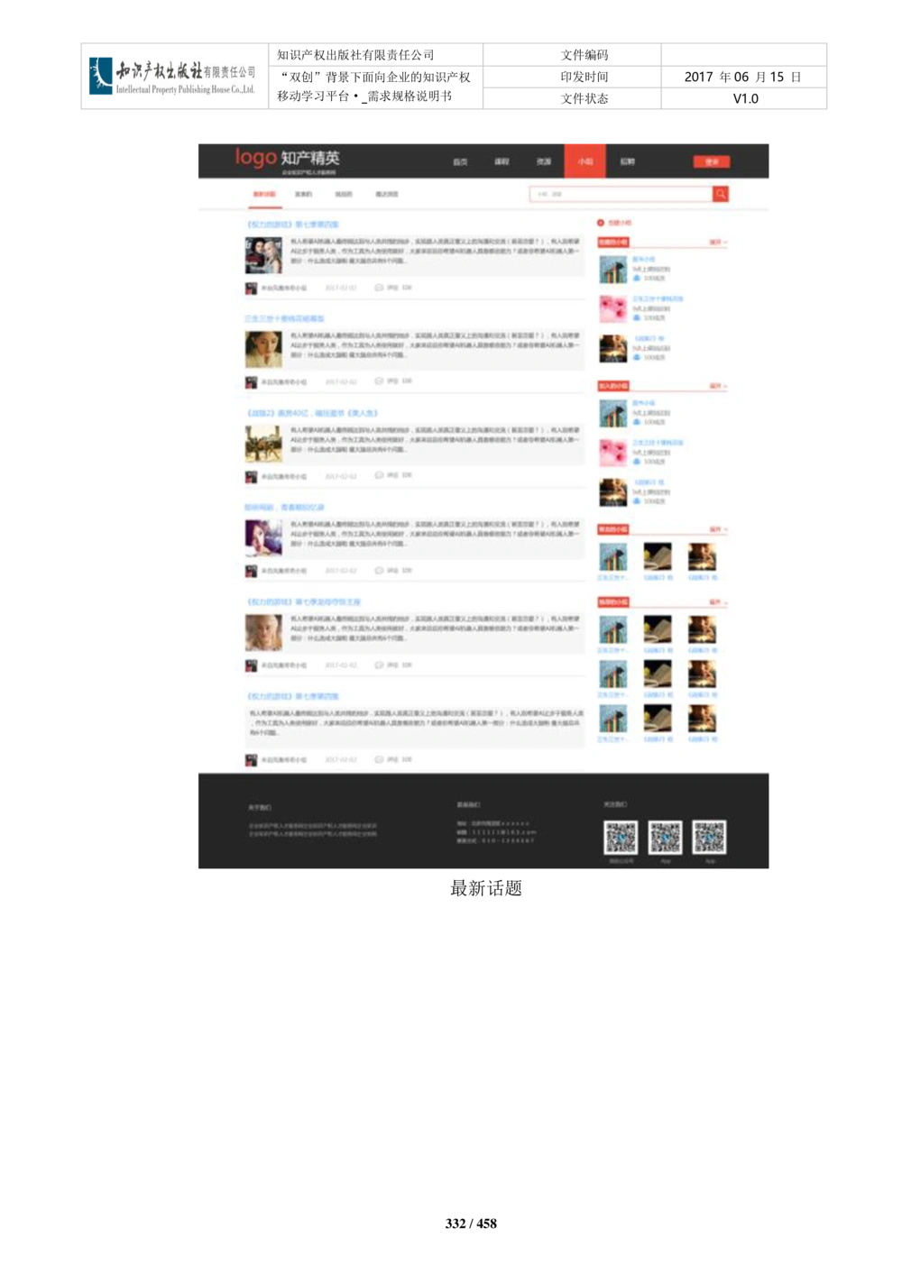 双创背景下面向企业的知识产权移动学习平台-培训端_需求规格说明书V2.8_436套软件开发需求文档_VD516-软件开发需求文档_10各类系统软件开发需求_更新内容