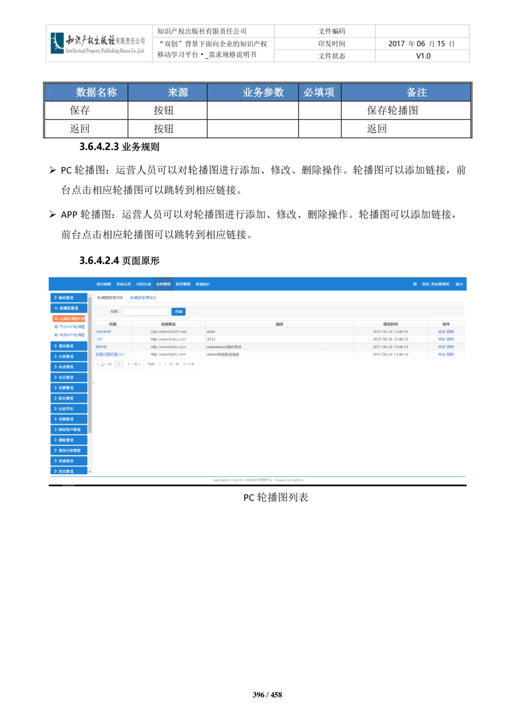 双创背景下面向企业的知识产权移动学习平台-培训端_需求规格说明书V2.8_436套软件开发需求文档_VD516-软件开发需求文档_10各类系统软件开发需求_更新内容