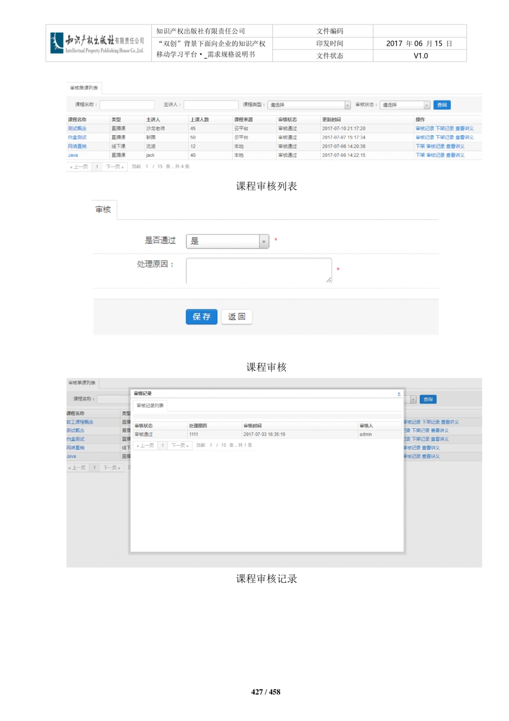 双创背景下面向企业的知识产权移动学习平台-培训端_需求规格说明书V2.8_436套软件开发需求文档_VD516-软件开发需求文档_10各类系统软件开发需求_更新内容