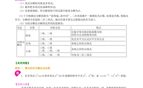 中考总复习：整式与因式分解--知识讲解（提高）_中考全科复习资料_北京四中绝密资料02中考数学总复习_04中考总复习：整式与因式分解（提高）