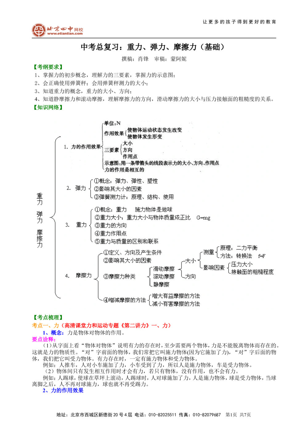 中考总复习：重力、弹力、摩擦力（基础）知识讲解_中考全科复习资料_北京四中绝密资料04中考物理总复习_12总复习：重力、弹力、摩擦力（基础）