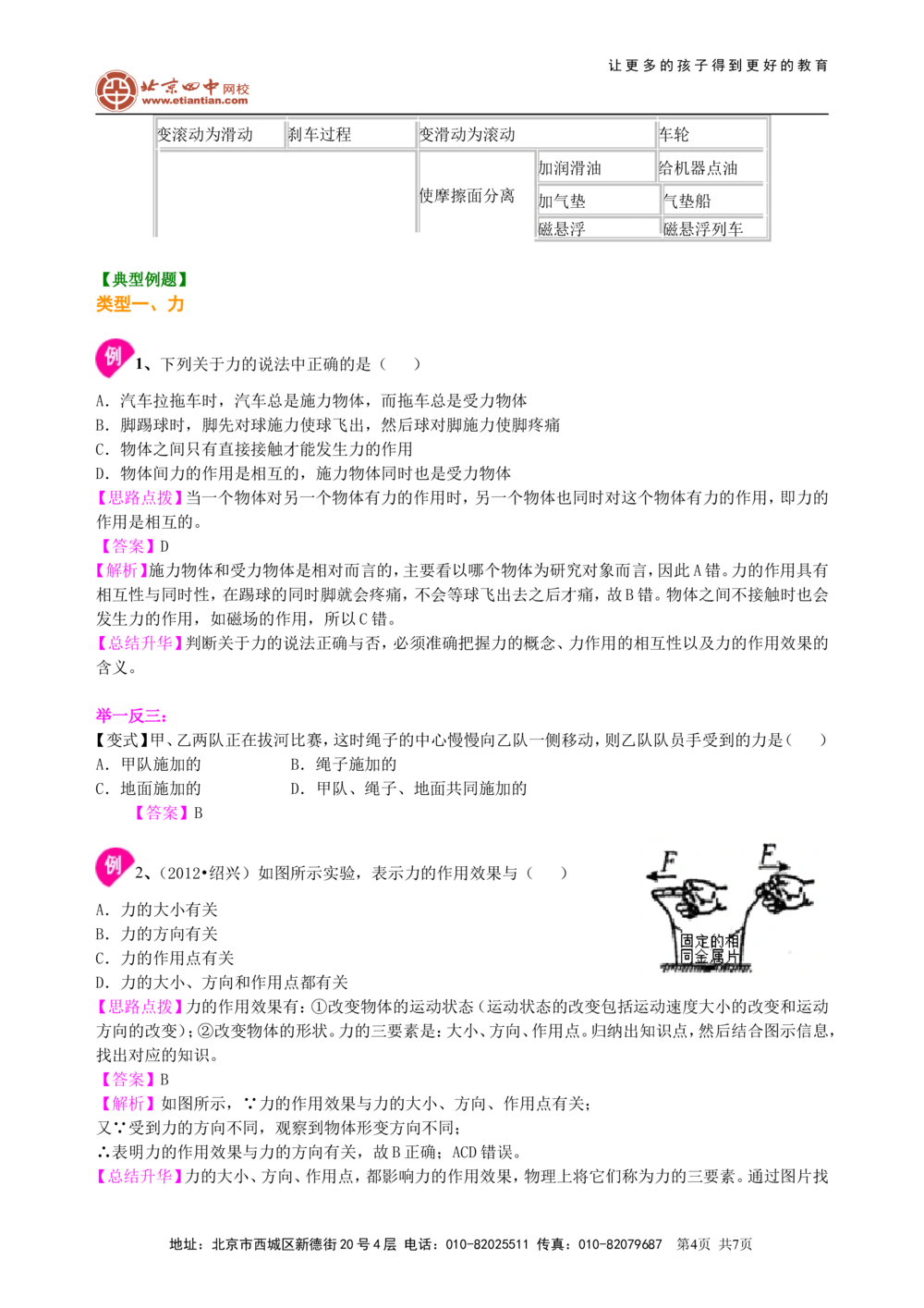 中考总复习：重力、弹力、摩擦力（基础）知识讲解_中考全科复习资料_北京四中绝密资料04中考物理总复习_12总复习：重力、弹力、摩擦力（基础）