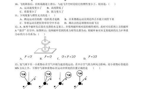 中考总复习：牛顿第一定律二力平衡（提高）巩固练习_中考全科复习资料_北京四中绝密资料04中考物理总复习_15总复习：牛顿第一定律二力平衡（提高）