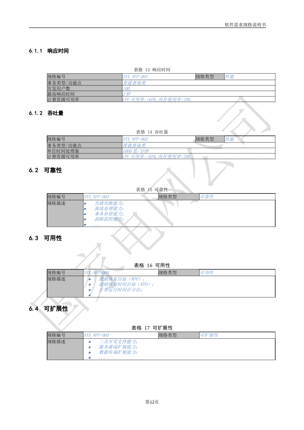 国家电网公司软件需求规格说明书模板V1.0_436套软件开发需求文档_VD516-软件开发需求文档_10各类系统软件开发需求