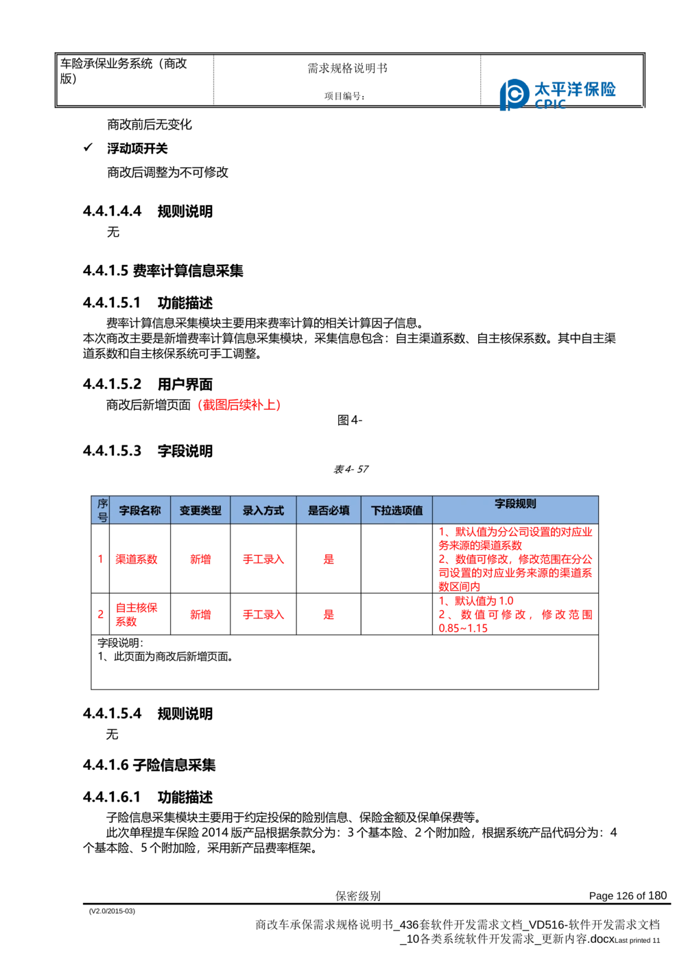 商改车承保需求规格说明书_436套软件开发需求文档_VD516-软件开发需求文档_10各类系统软件开发需求_更新内容