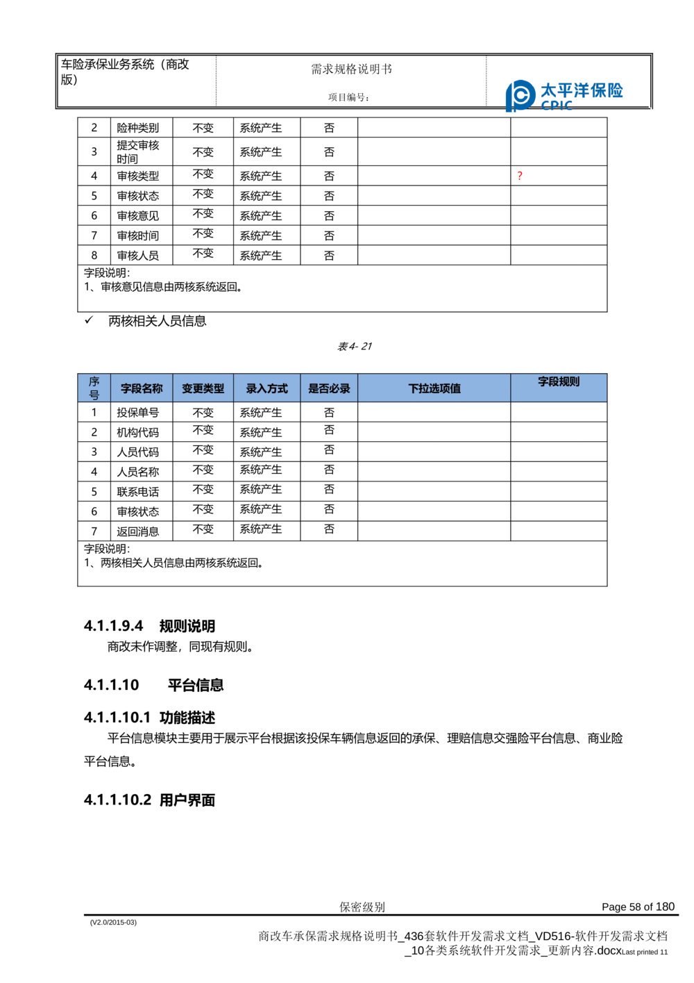 商改车承保需求规格说明书_436套软件开发需求文档_VD516-软件开发需求文档_10各类系统软件开发需求_更新内容