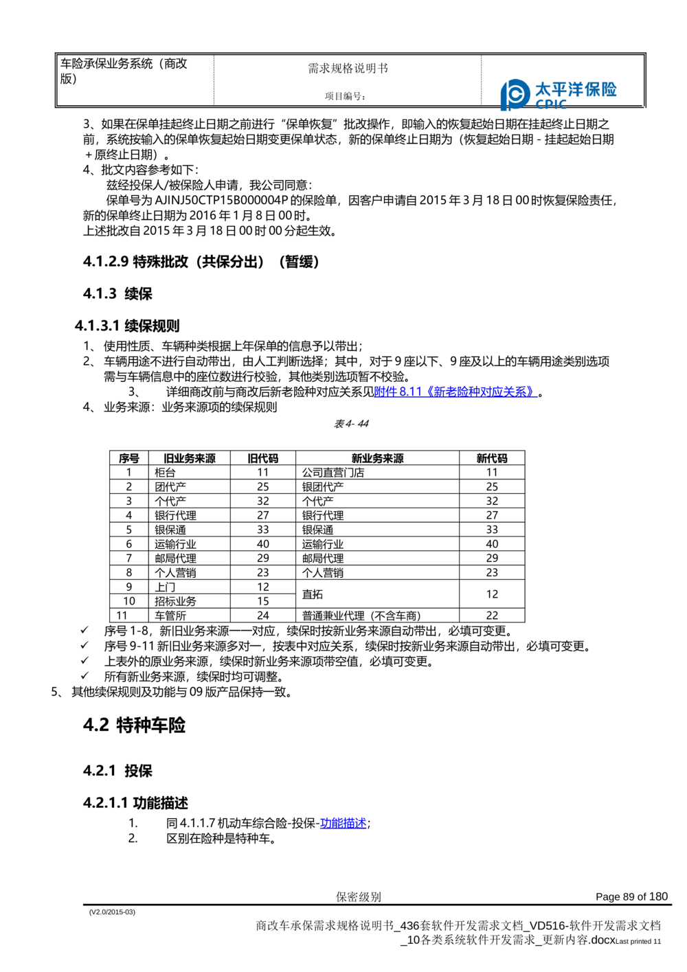 商改车承保需求规格说明书_436套软件开发需求文档_VD516-软件开发需求文档_10各类系统软件开发需求_更新内容