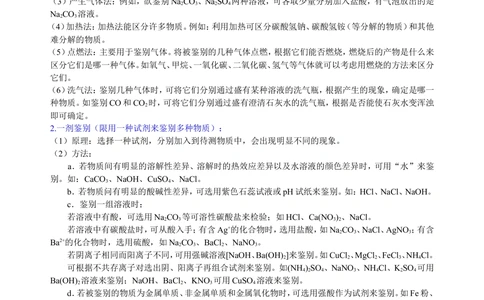 中考总复习：物质检验和推断的思想方法（基础）知识讲解_中考全科复习资料_北京四中绝密资料05中考化学总复习_43总复习：物质检验和推断的思想方法（基础）