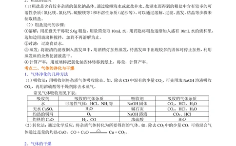 中考总复习：混合物的去杂分离提纯物质制备解题技巧（基础）知识讲解_中考全科复习资料_北京四中绝密资料05中考化学总复习