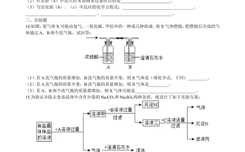 中考总复习：混合物的去杂分离提纯物质制备解题技巧（提高）巩固练习_中考全科复习资料_北京四中绝密资料05中考化学总复习
