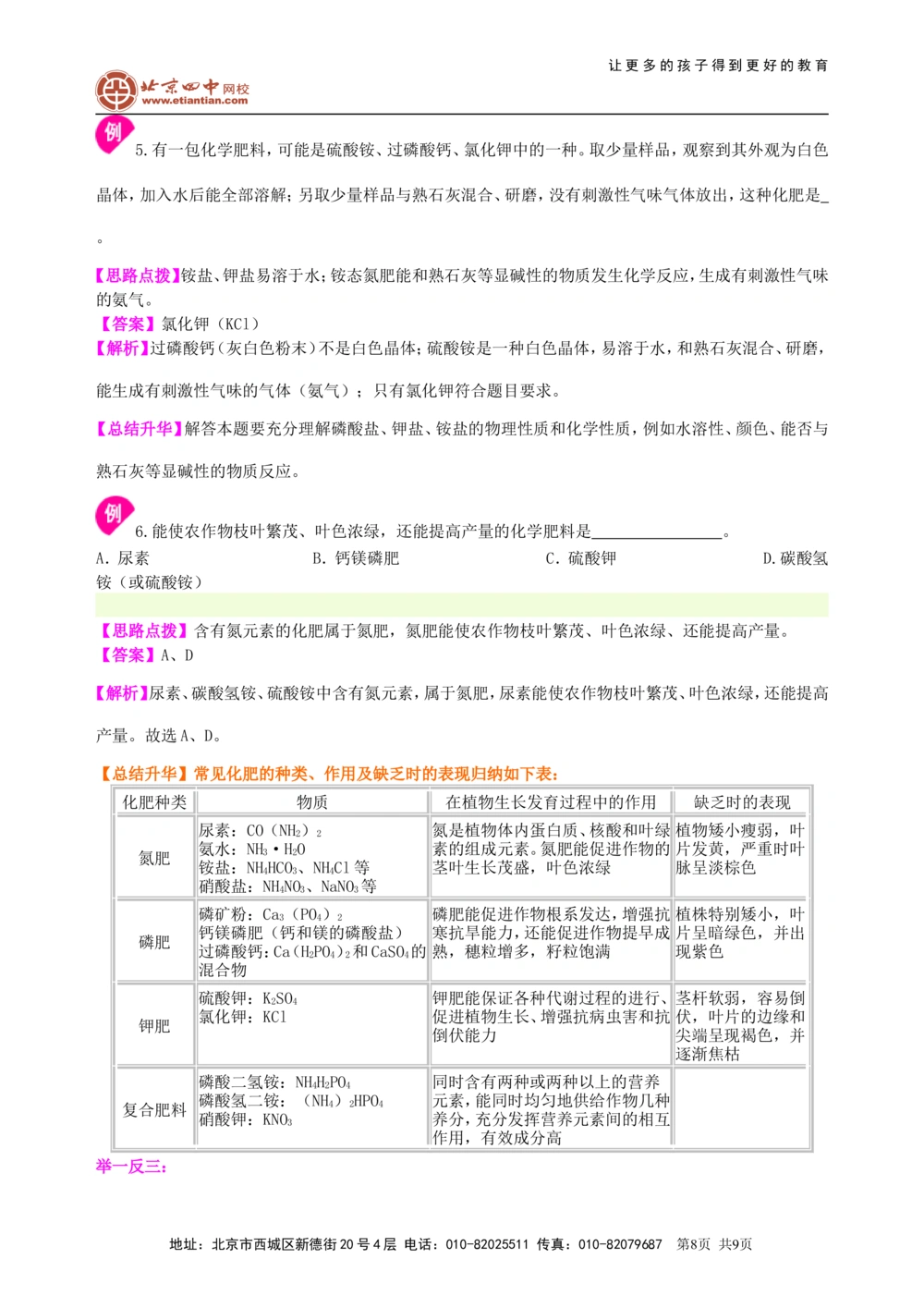 中考总复习：盐化学肥料（提高）知识讲解_中考全科复习资料_北京四中绝密资料05中考化学总复习_20总复习：盐化学肥料（提高）