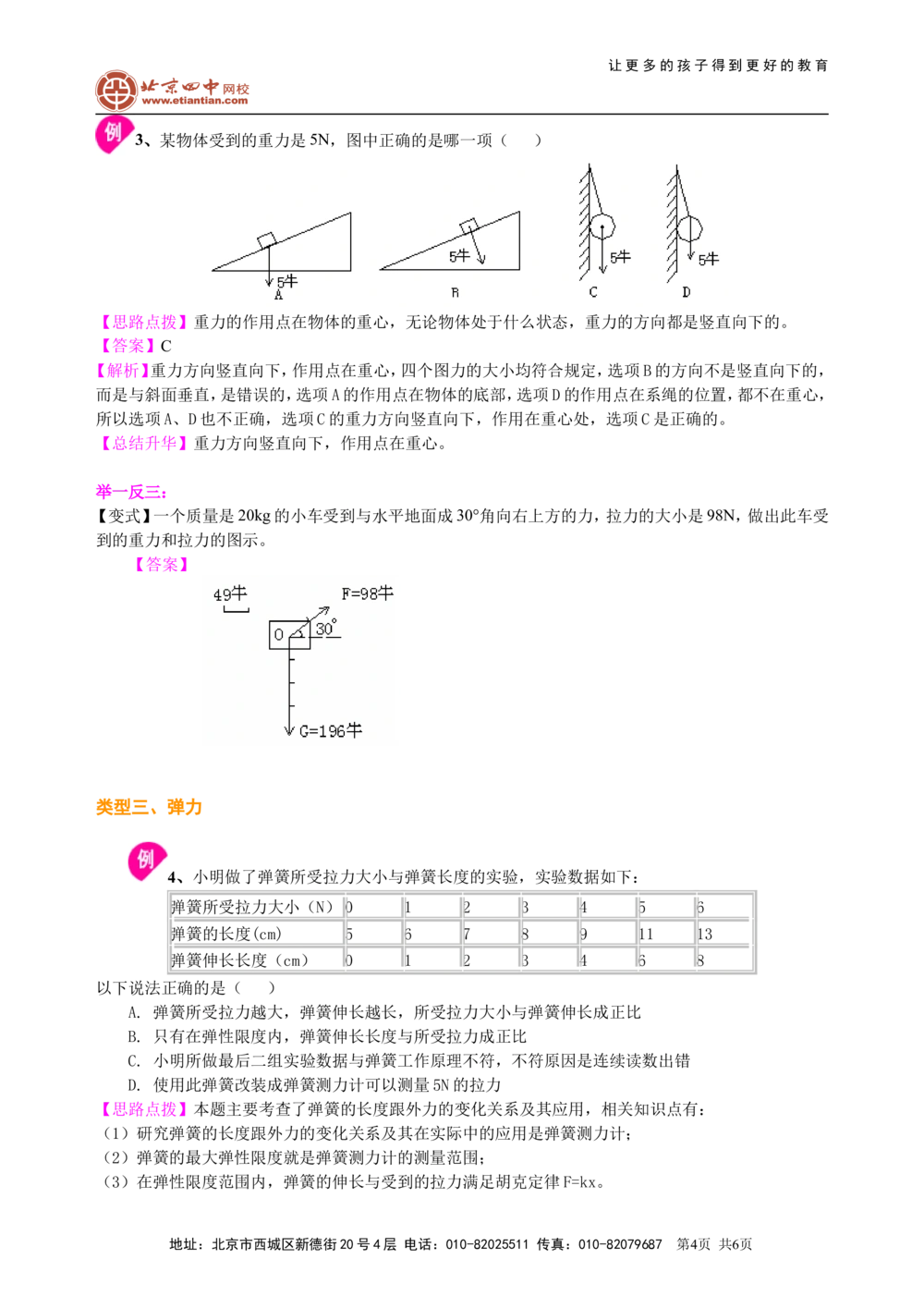 中考总复习：重力、弹力、摩擦力（提高）知识讲解_中考全科复习资料_北京四中绝密资料04中考物理总复习_13中考总复习：重力、弹力、摩擦力（提高）