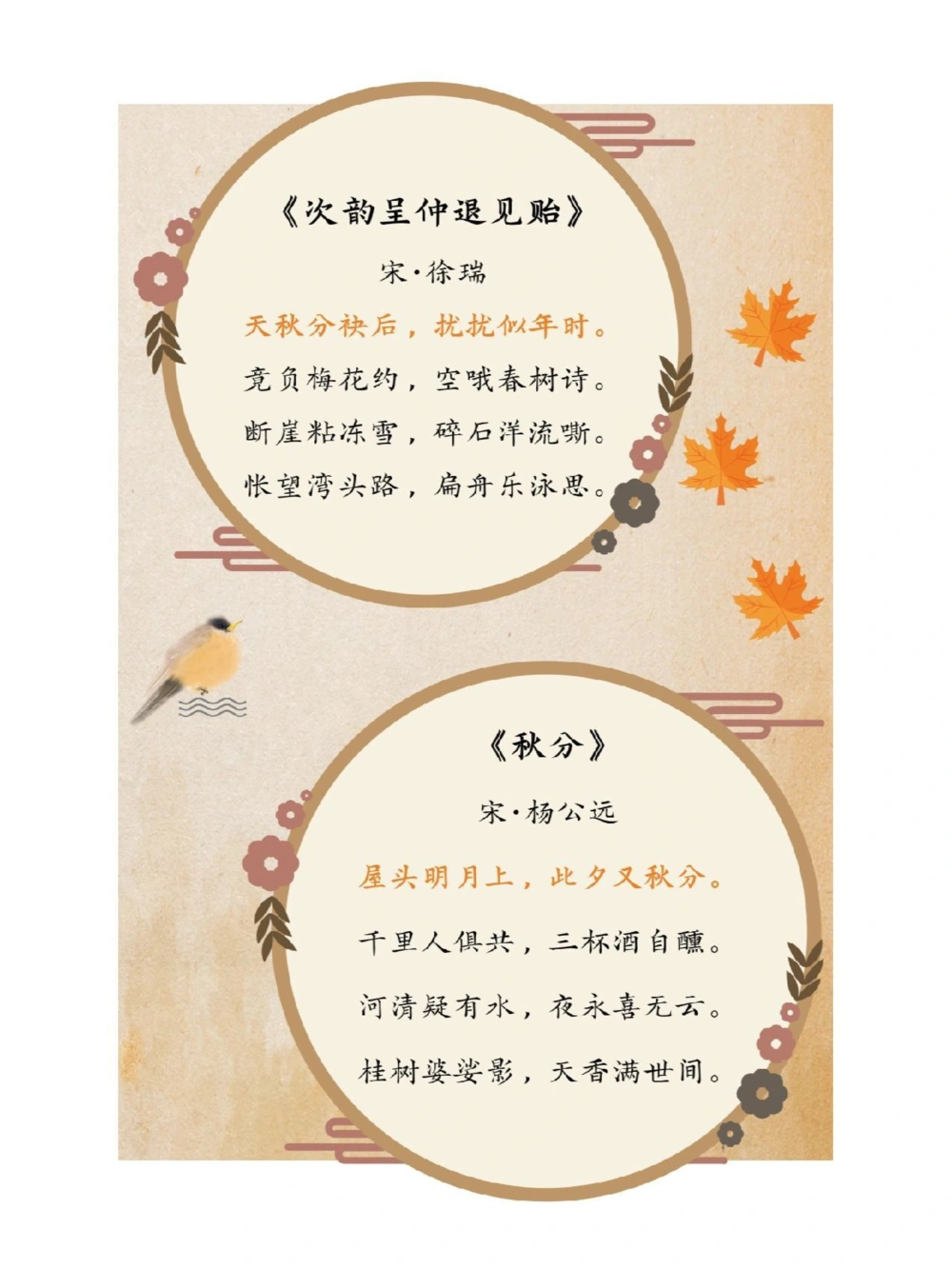 15首秋分诗词分享～窥见古人的秋分时节_中小学精品资料(高清可打印)_古诗词大全集281份高清资料整理版