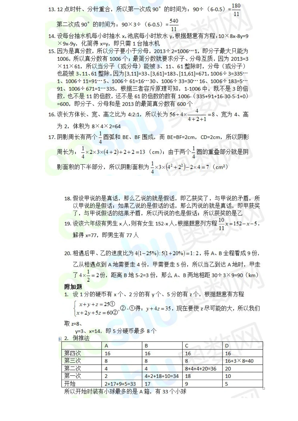 2013年希望杯六年级第1试答案详解_小学奥数举一反三1-6年级相关课程_奥数历年杯赛真题全套（PDF、Word可打印）_6年级希望杯