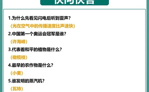 50个小学生百科知识挑战快问快答_中小学精品资料(高清可打印)_百科知识大全集312份高清资料整理版